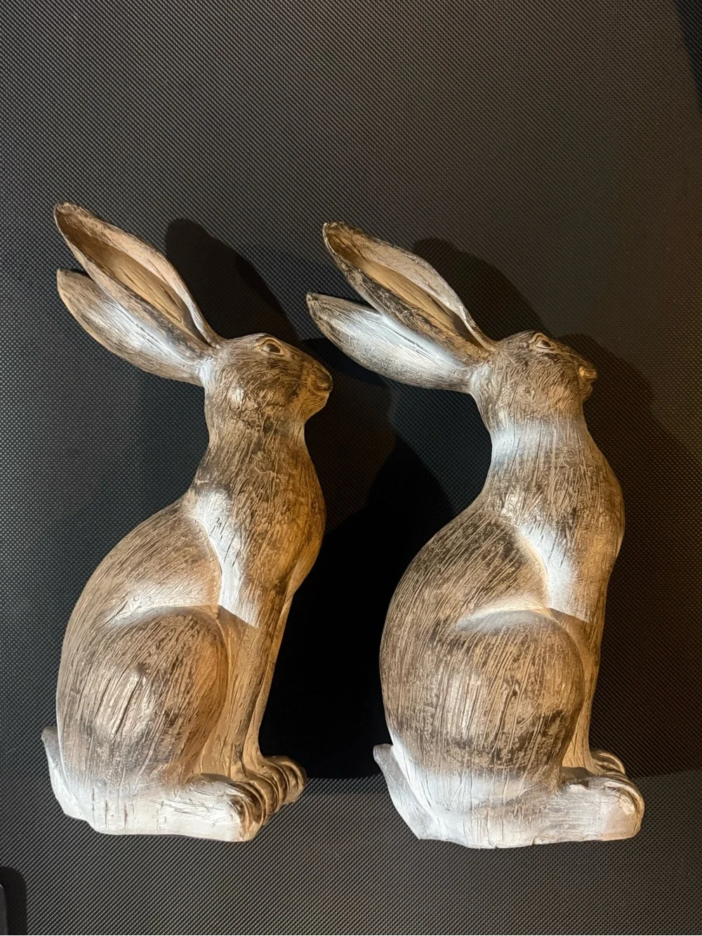 Hobby Lobby Bundle of (2) Wooden Bunny Rabbits Spring Easter Decor Brown Tan